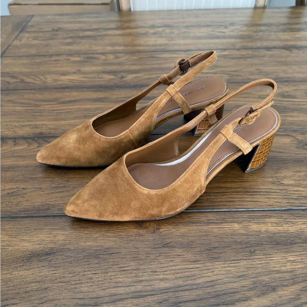 Donald Pliner Tan Suede Slingback Heels